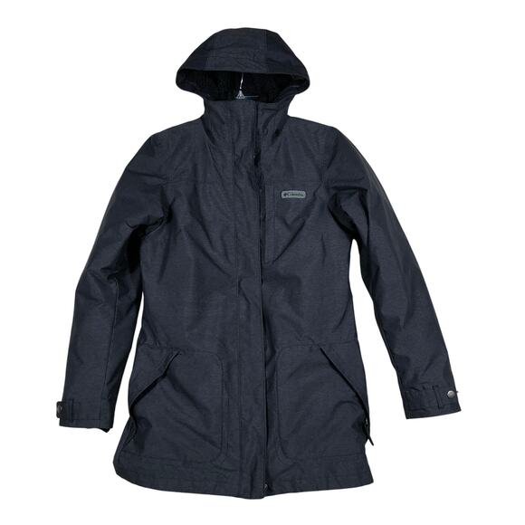 Columbia Women's Small Suttle Mountain Long Insulated Jacket Black Omni Heat - Picture 1 of 8